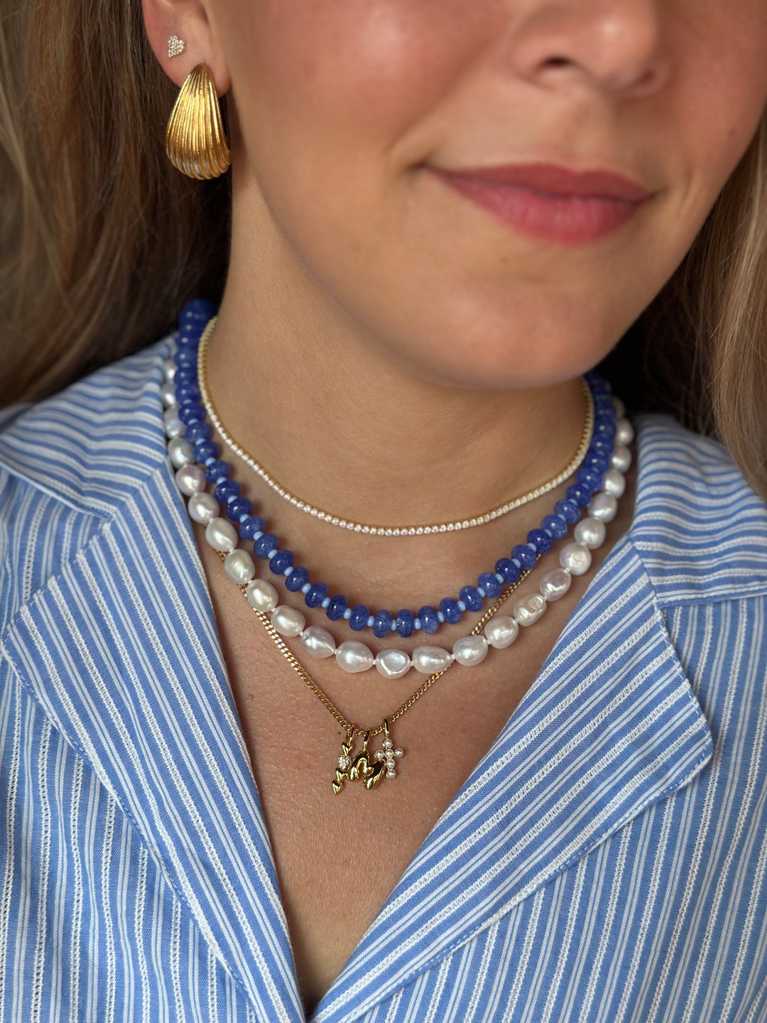 Cornflower Blue Beaded Necklace