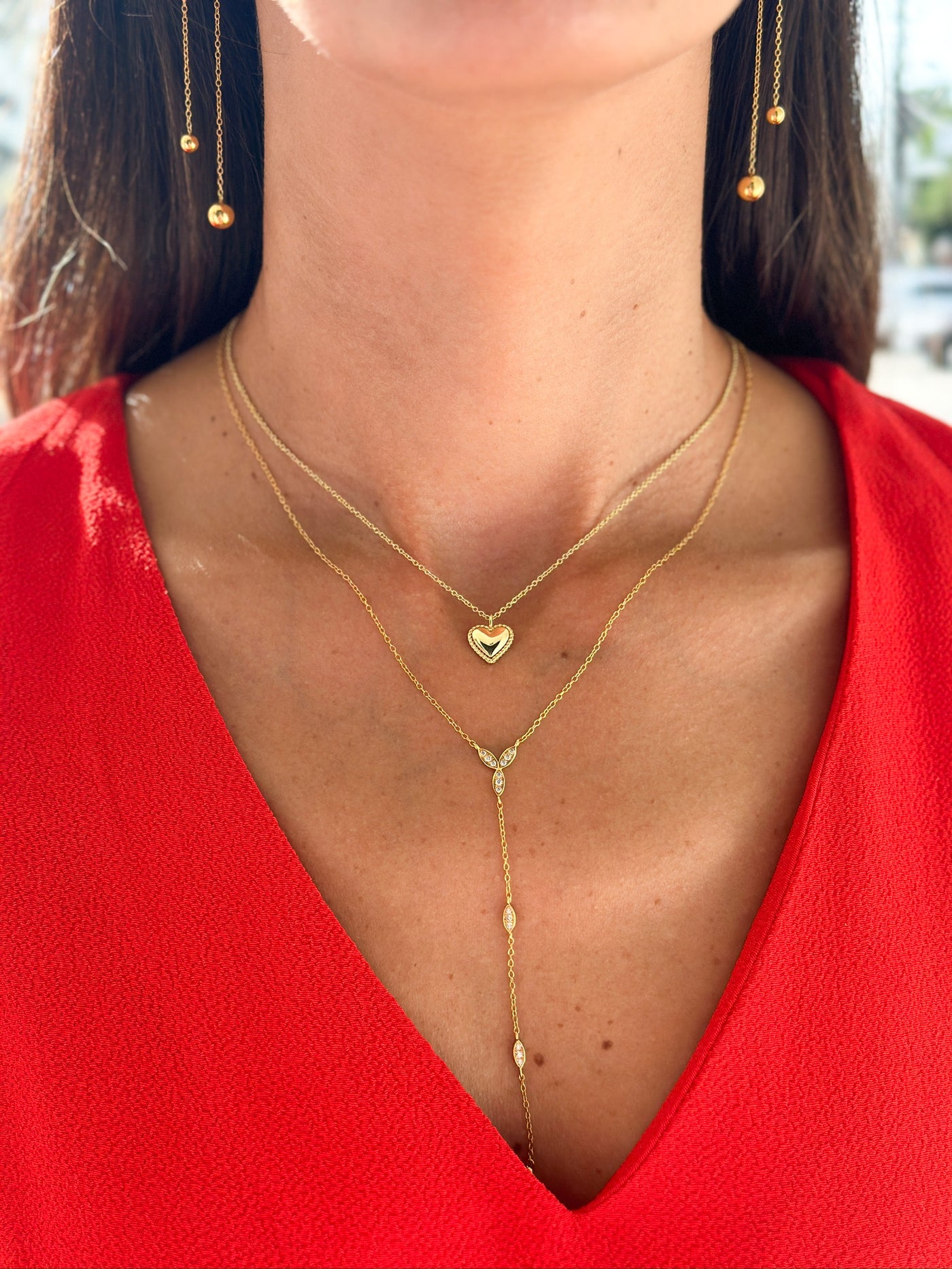 Gold Rope Heart Pendant Necklace