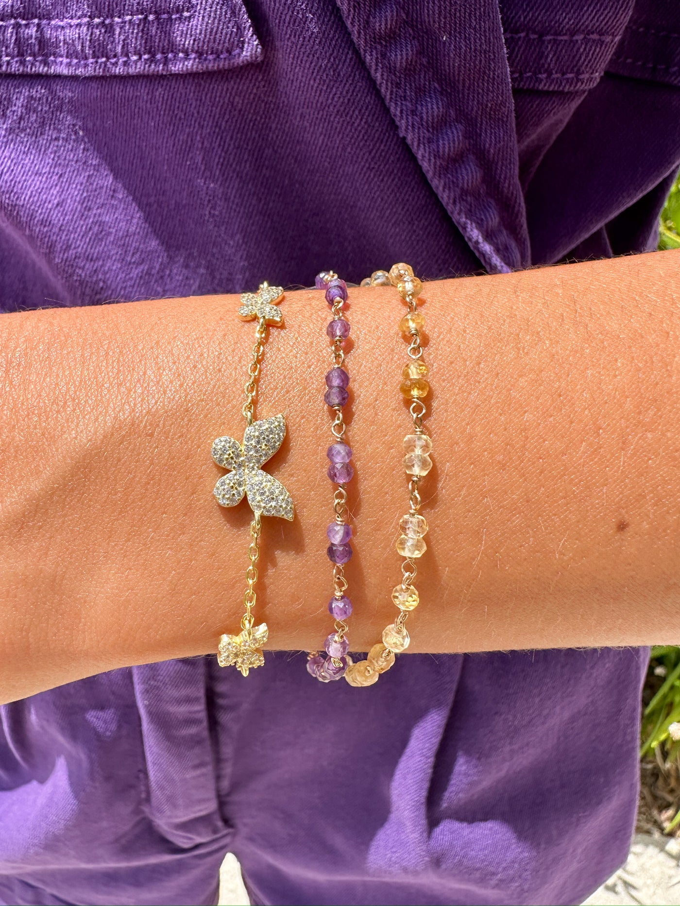 Pave Triple Butterfly Bracelet