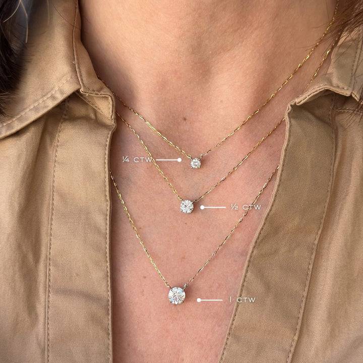 14K Two-Tone Lab Grown Diamond Solitaire Necklace