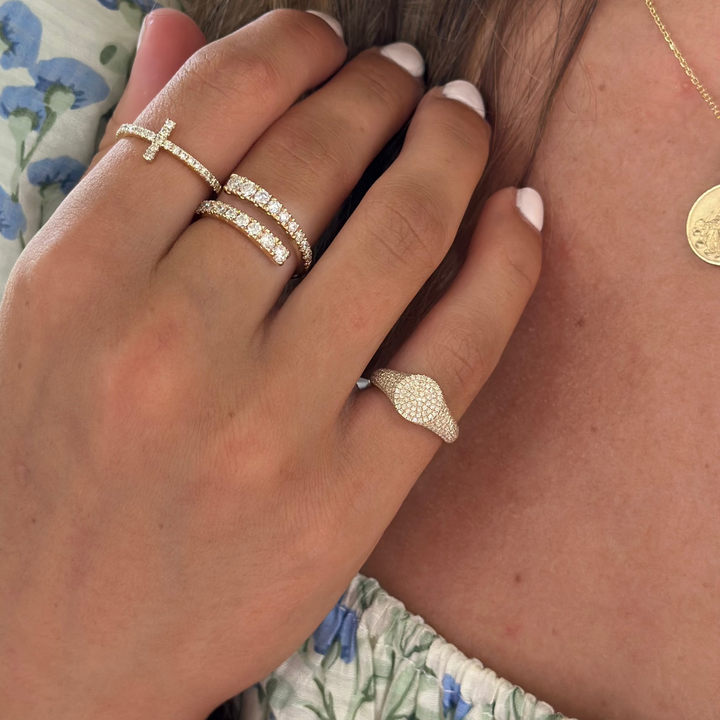 14K Diamond Signet Pinky Ring