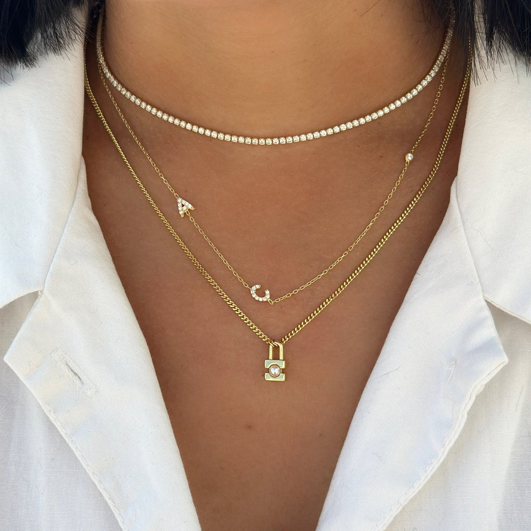 Initial and Bezel Necklace-Embark Fine Jewelry
