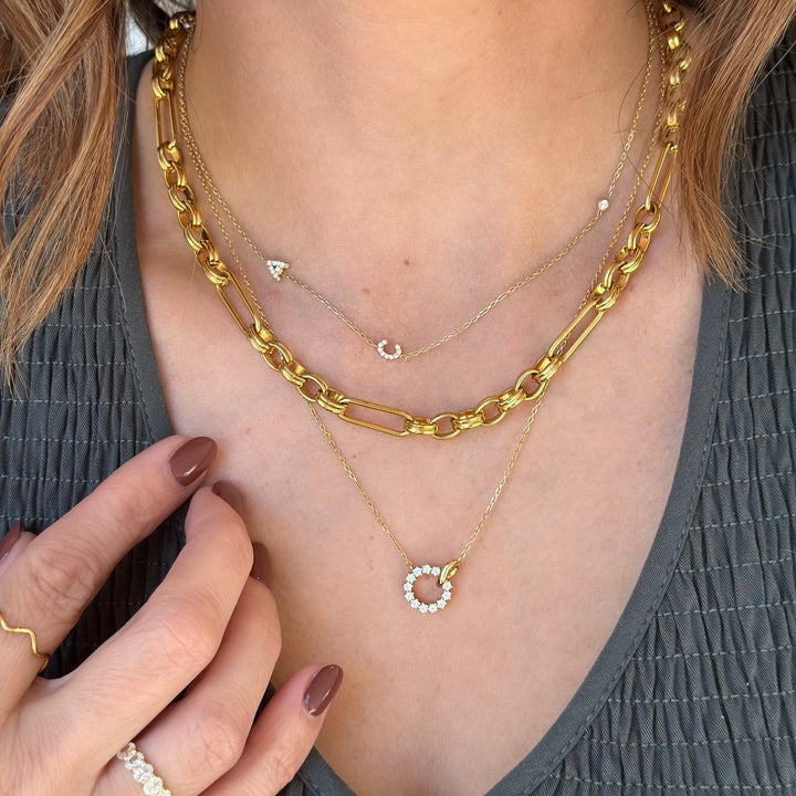 Initial and Bezel Necklace-Embark Fine Jewelry