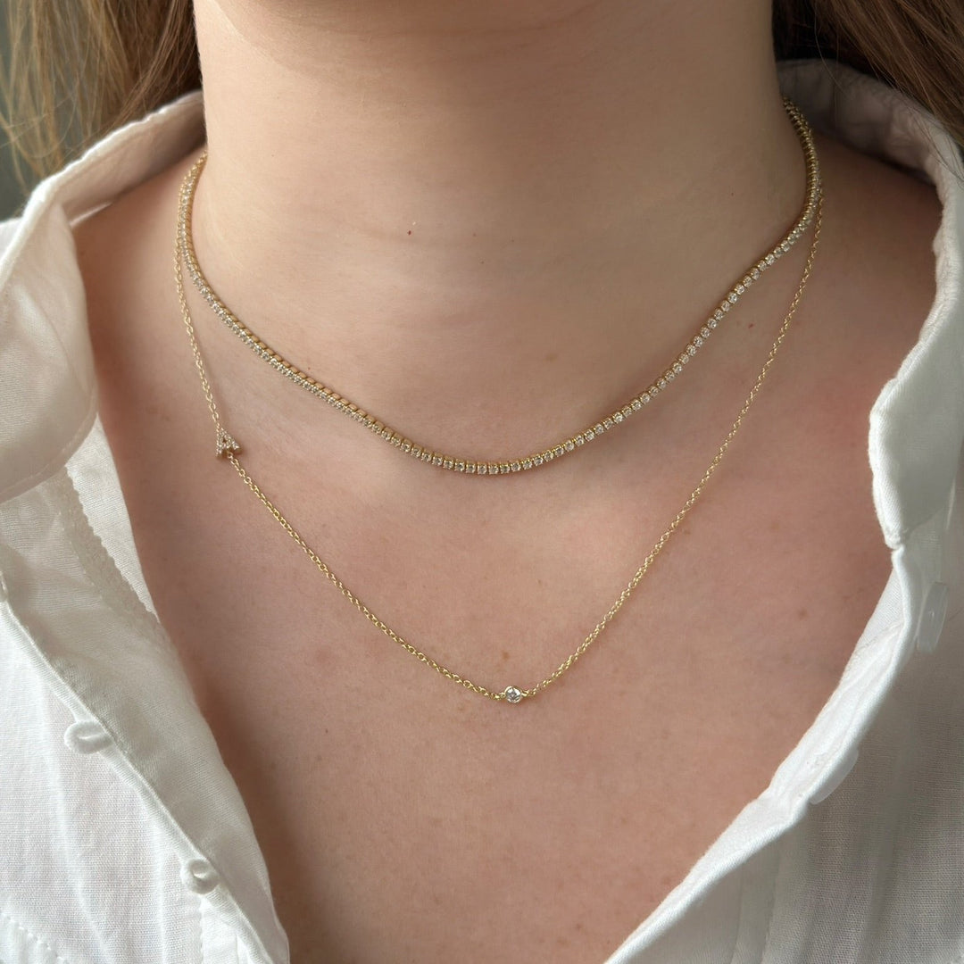 Initial and Bezel Necklace-Embark Fine Jewelry