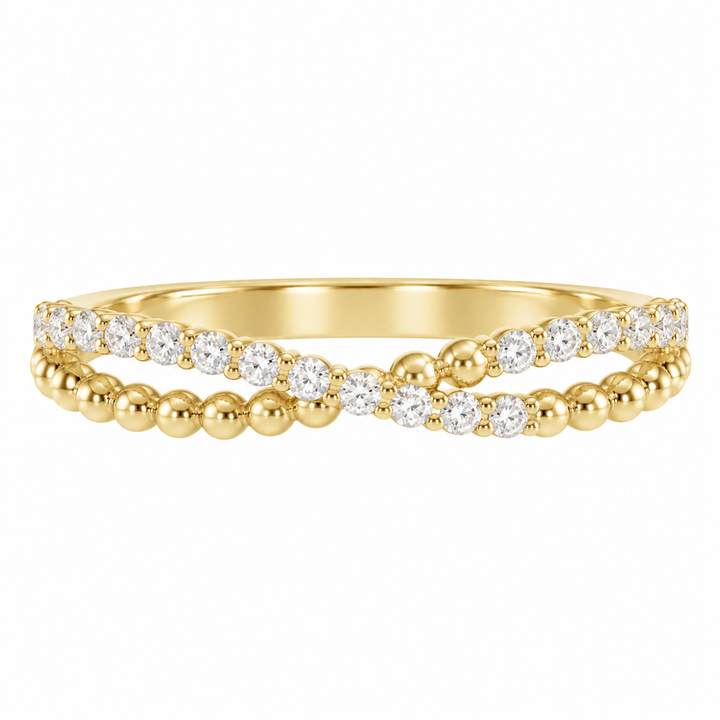 14K Round Lab-Grown Criss Cross Anniversary Band