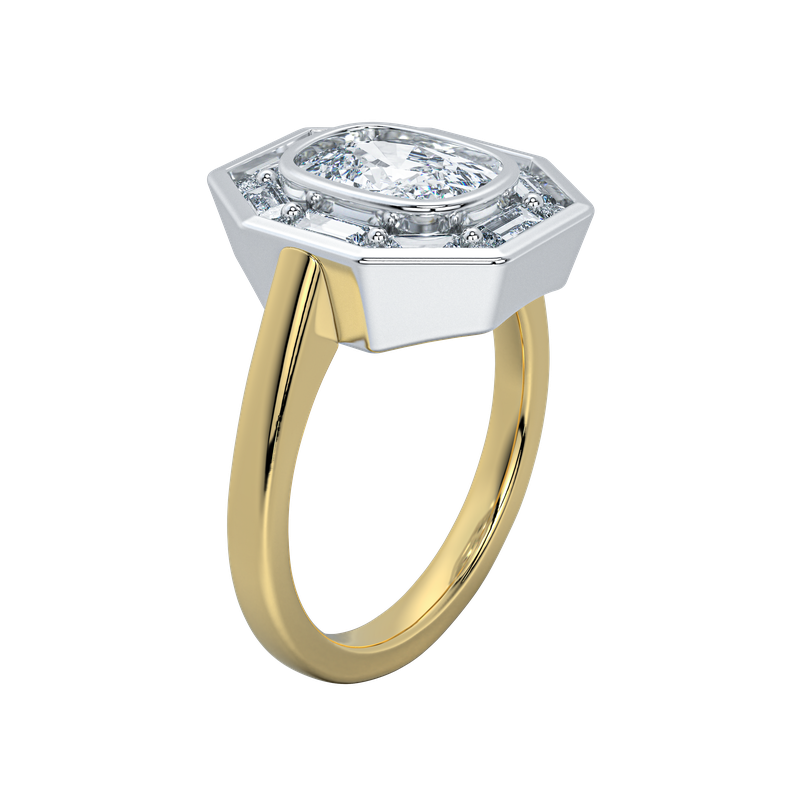 Josephine UNBRIDALED engagement ring with an octagonal diamond setting on a gold band.