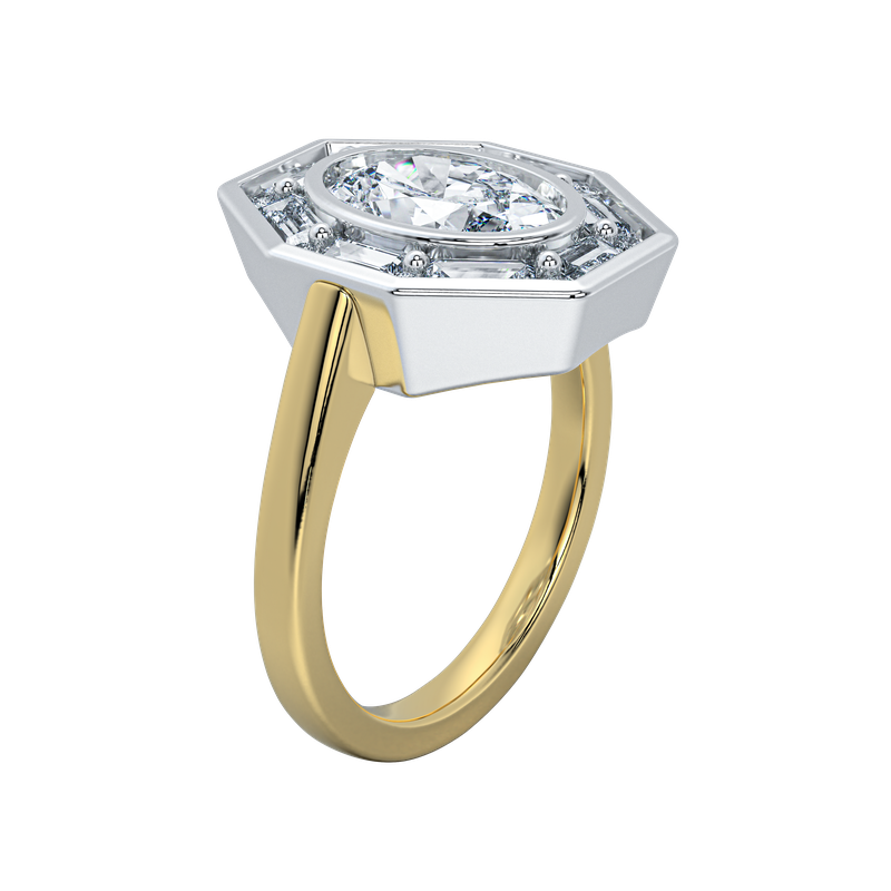 Josephine UNBRIDALED engagement ring with octagonal diamond setting on a gold band.