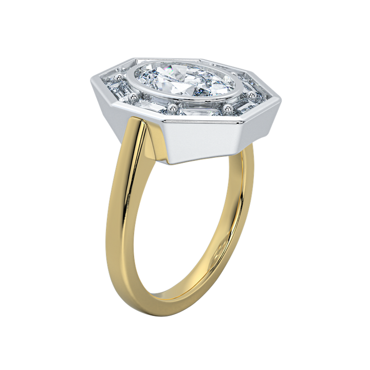 Josephine UNBRIDALED engagement ring with octagonal diamond setting on a gold band.