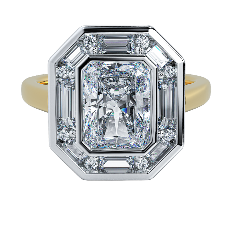 Josephine UNBRIDALED vintage-inspired engagement ring with an octagonal diamond setting on a gold band.