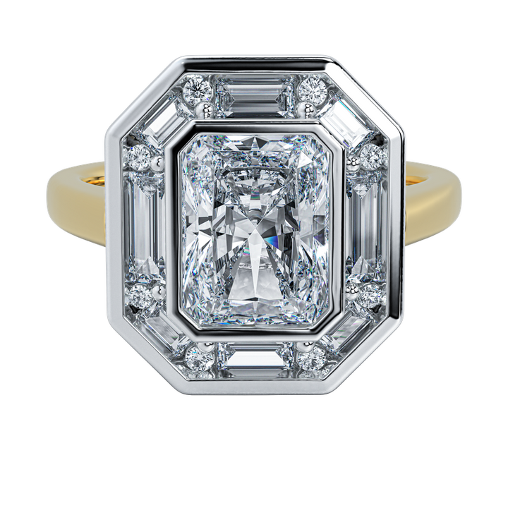 Josephine UNBRIDALED vintage-inspired engagement ring with an octagonal diamond setting on a gold band.