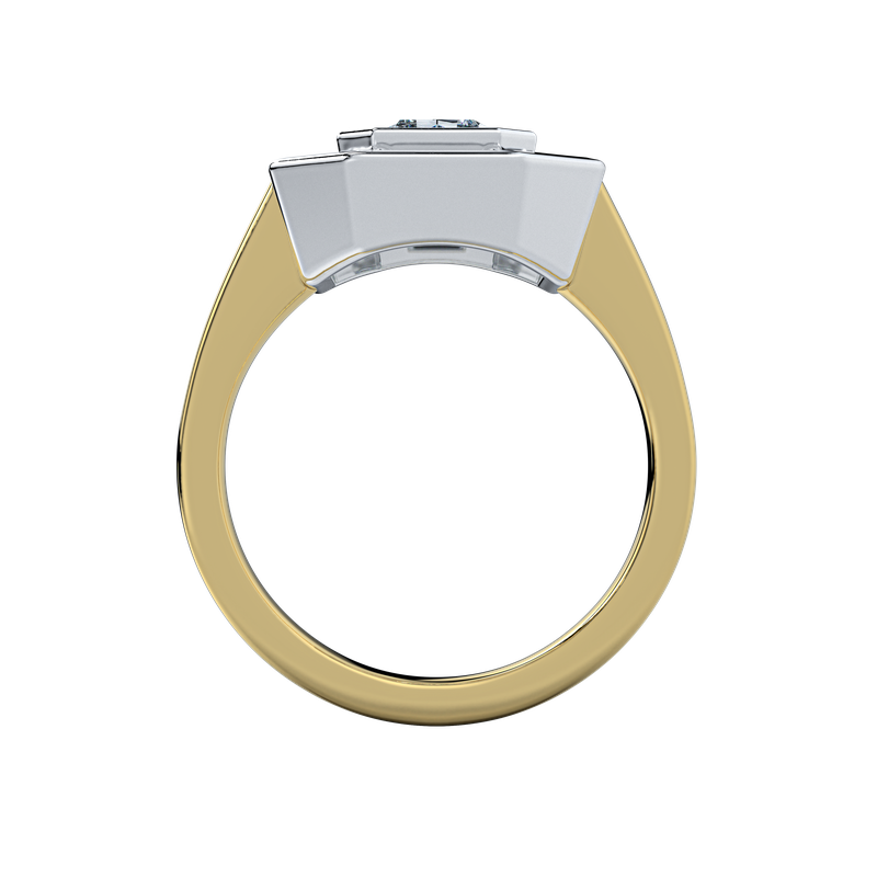 Josephine UNBRIDALED vintage-inspired engagement ring with an octagonal diamond in a two-tone setting.