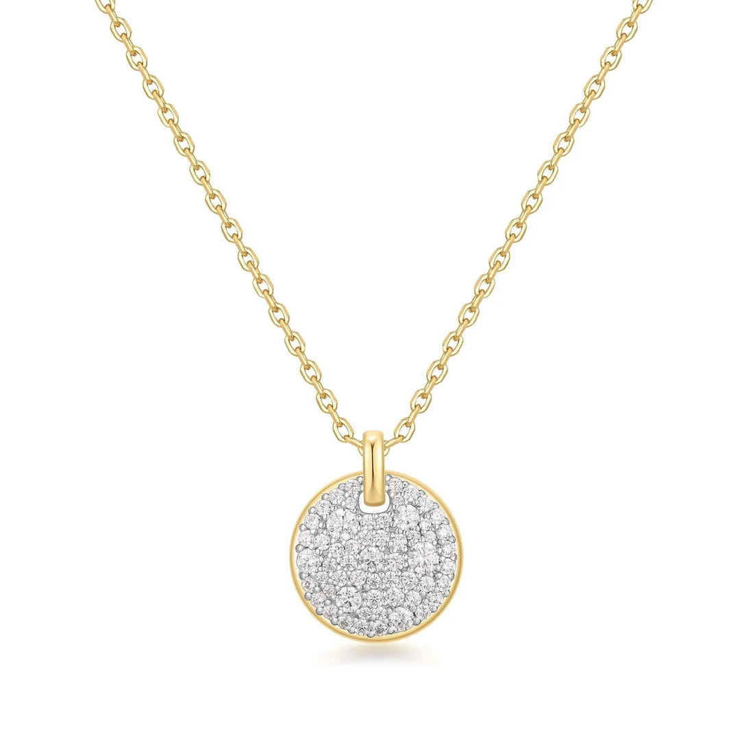 Large Pave Disc Necklace