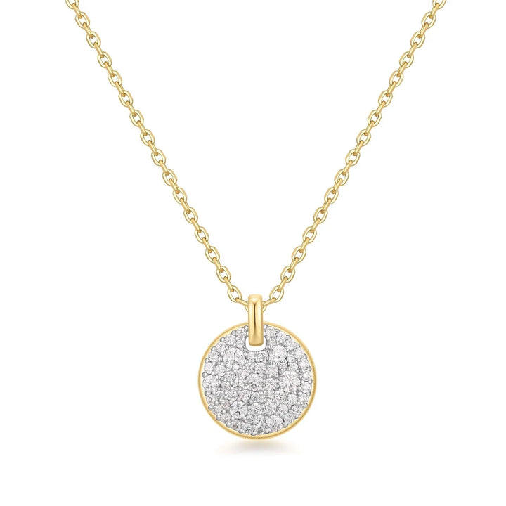 Large Pave Disc Necklace