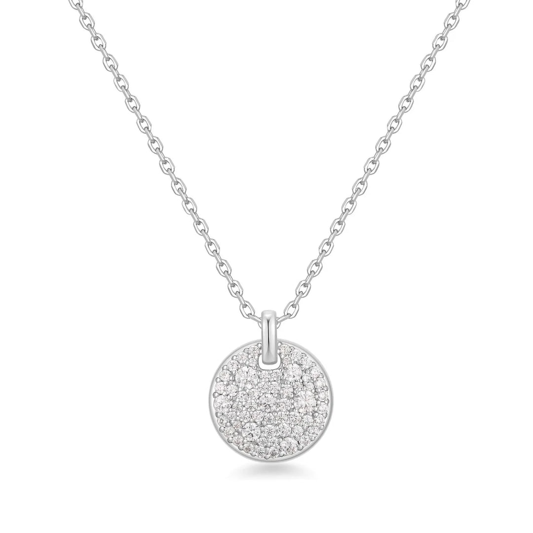 Large Pave Disc Necklace
