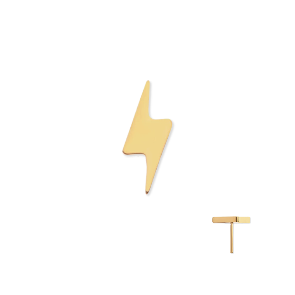 Short Lightning Bolt Flat Back Stud