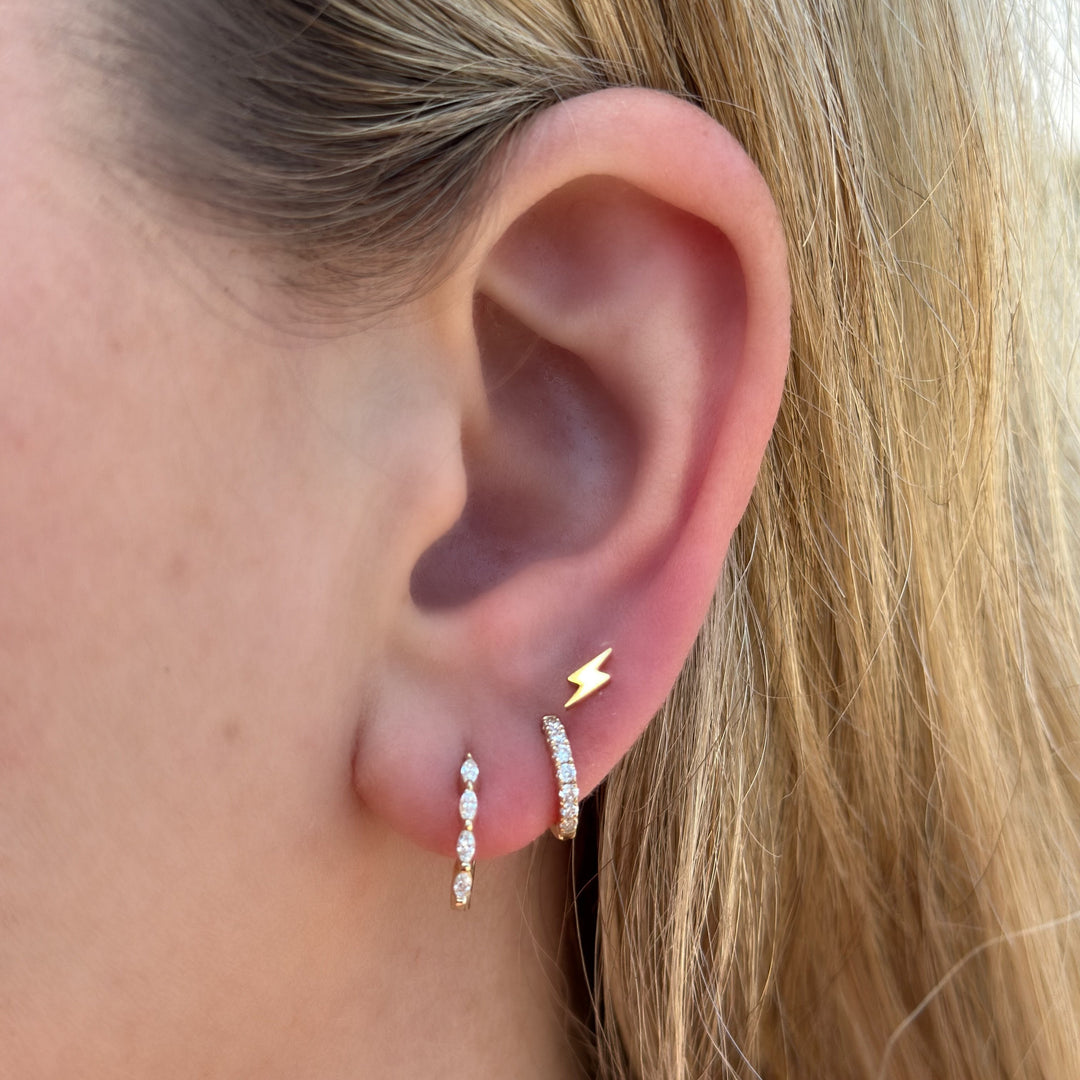 Short Lightning Bolt Flat Back Stud