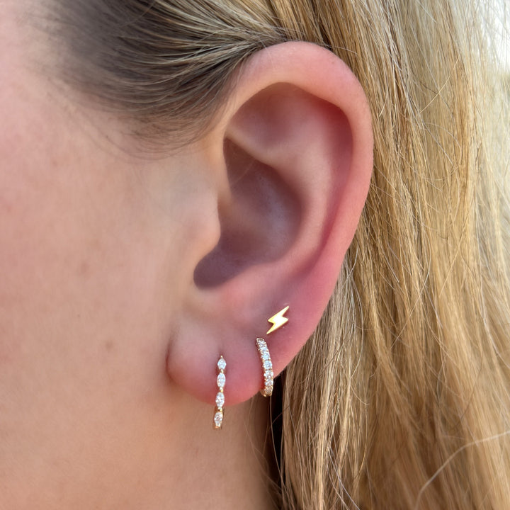 Short Lightning Bolt Flat Back Stud