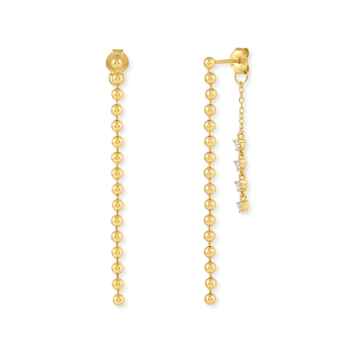 Long Sparkle Bead Double Drop Earrings
