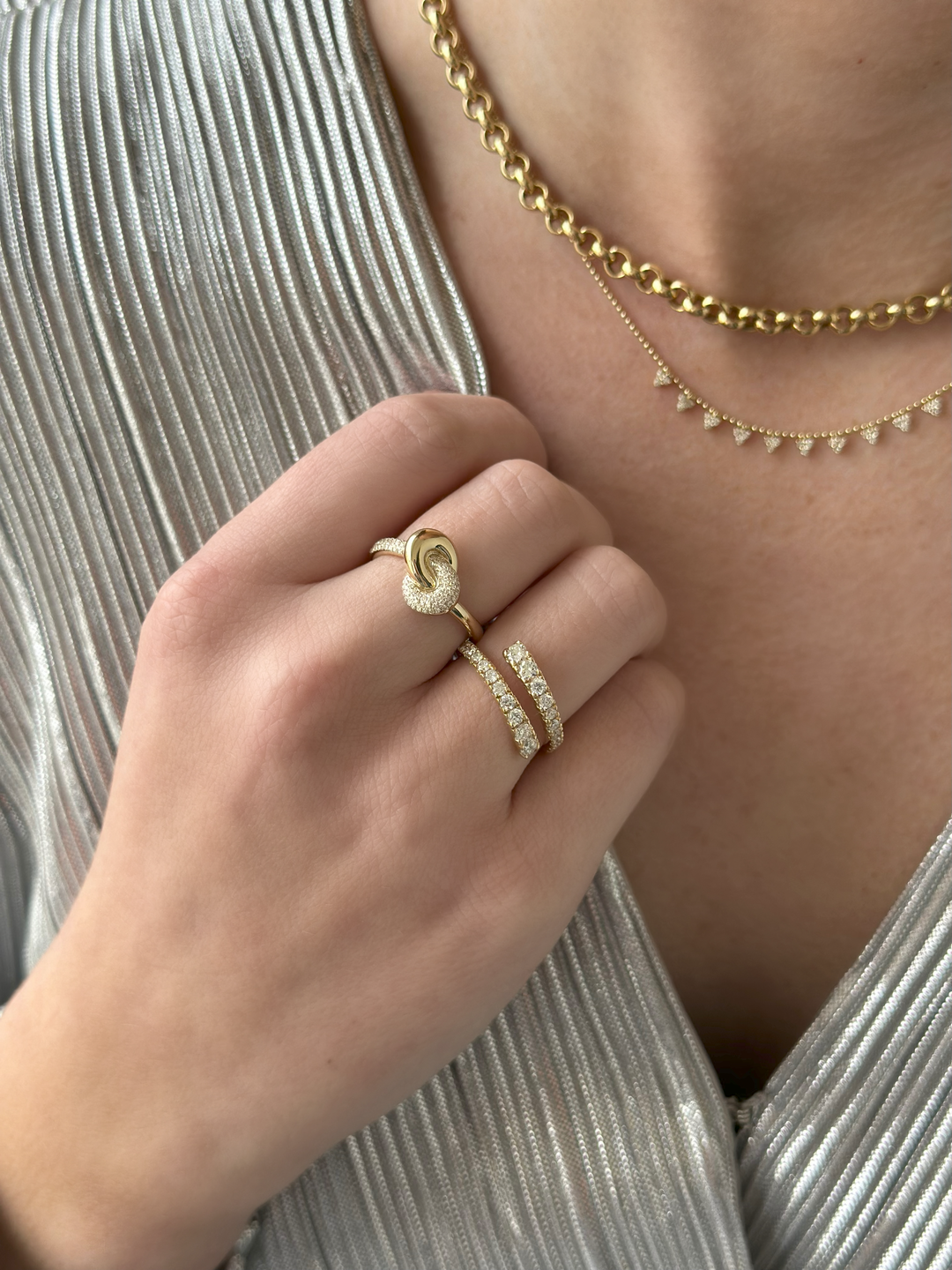 14K Diamond & Gold Jumbo Love Knot Ring