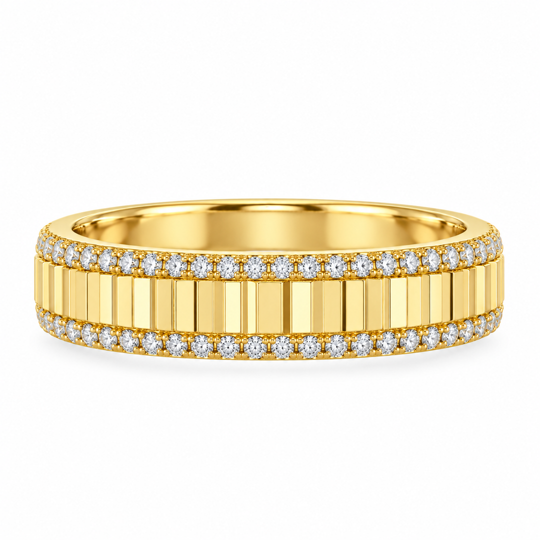 14K Fluted Diamond Stackable Ring