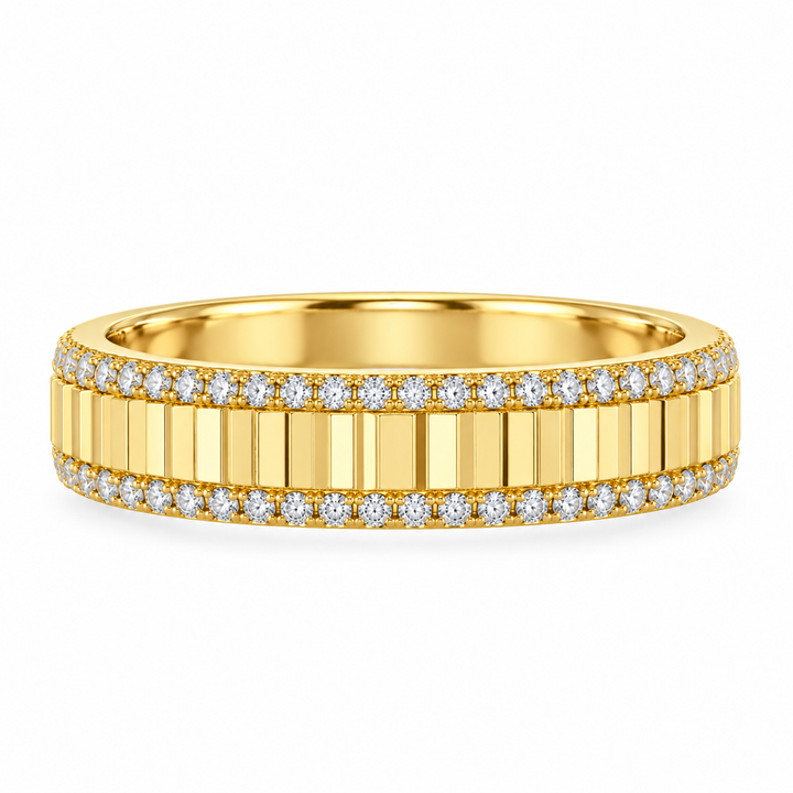 14K Fluted Diamond Stackable Ring