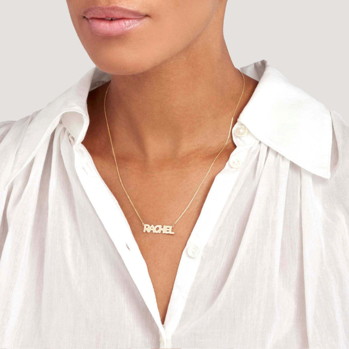14K Bubble Nameplate Necklace