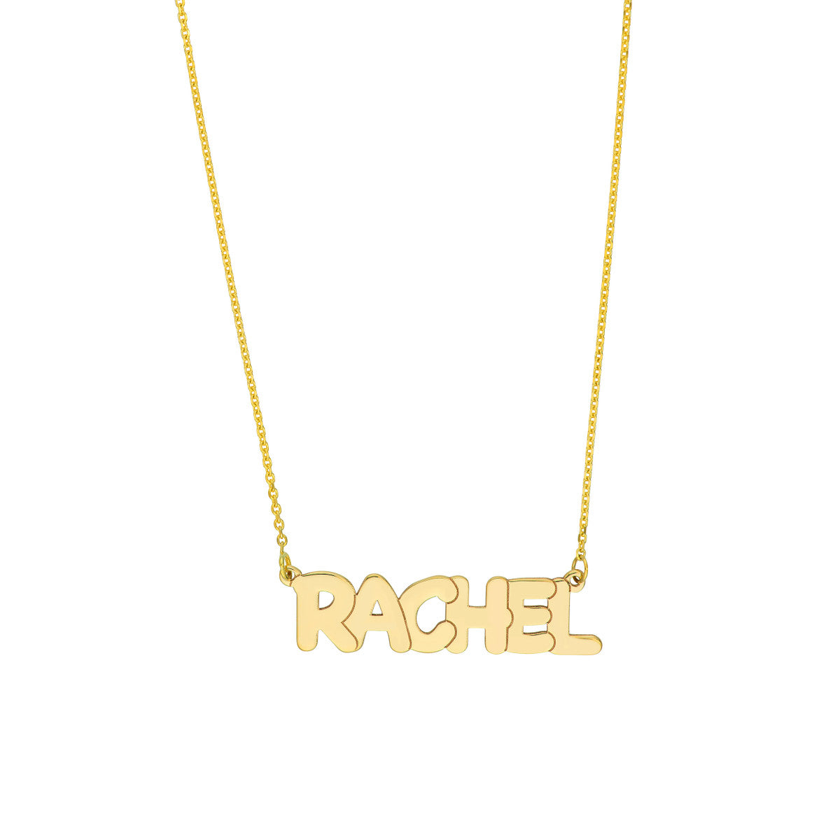 14K Bubble Nameplate Necklace