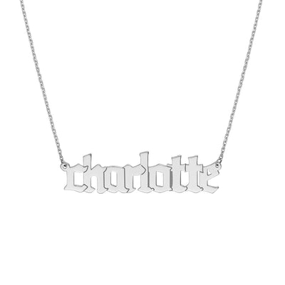 14K Gothic Nameplate Necklace