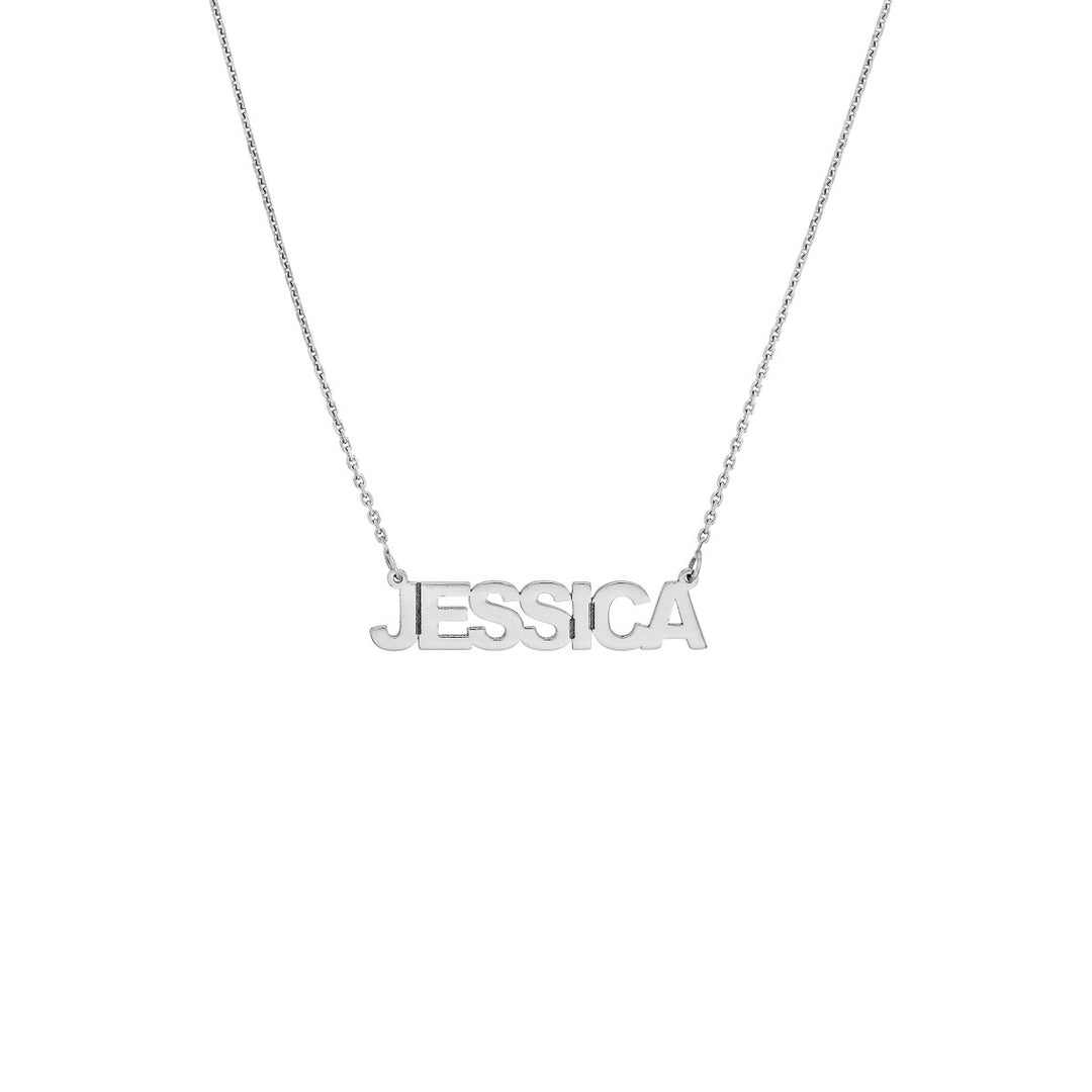 14K Block Nameplate Necklace