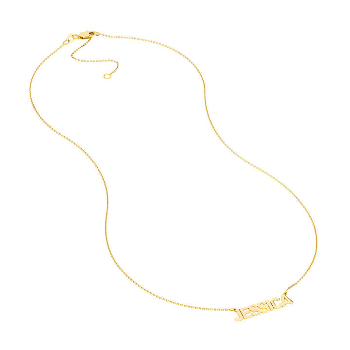 14K Block Nameplate Necklace