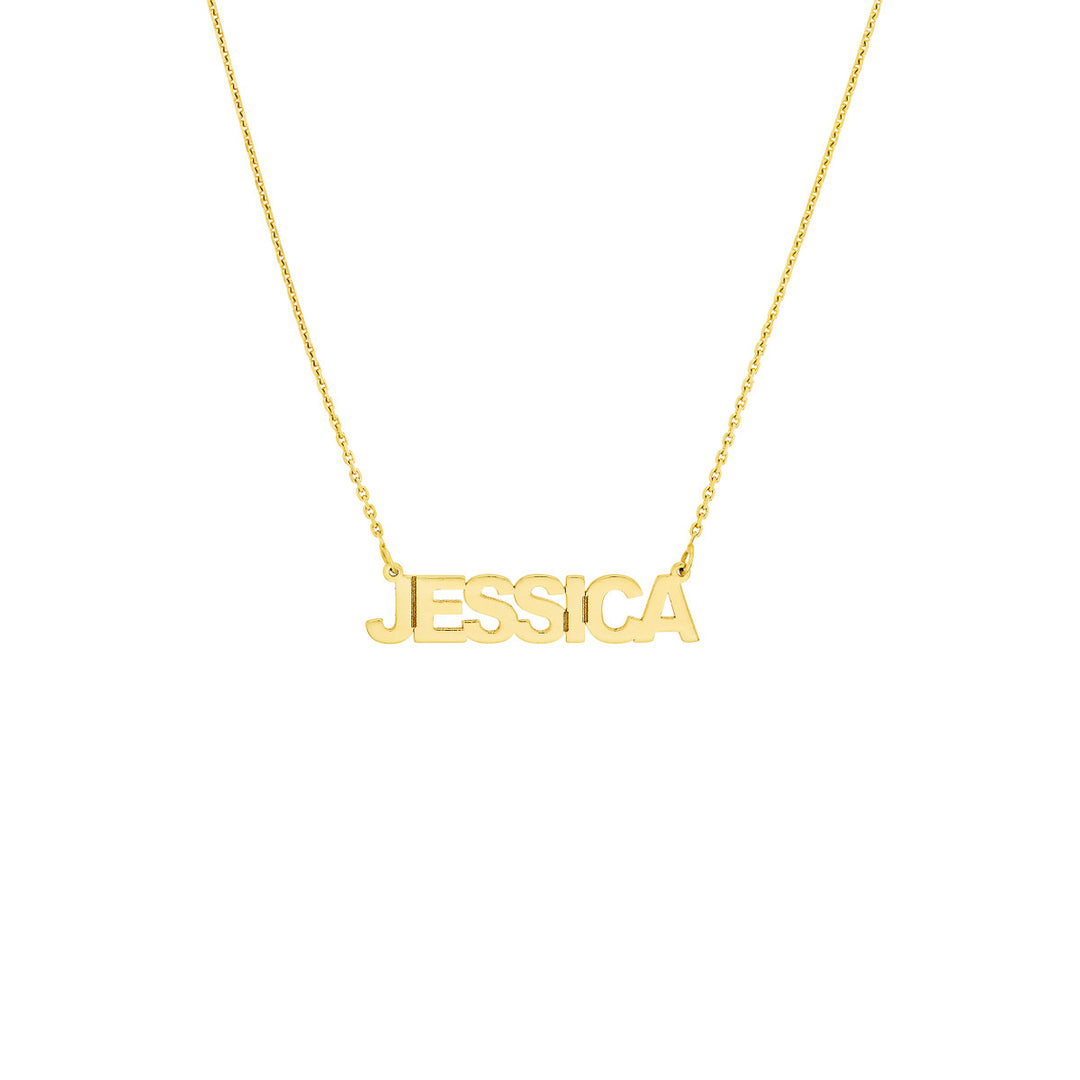 14K Block Nameplate Necklace