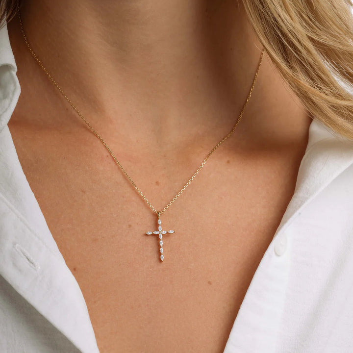 Marquise-Cut Cross Necklace