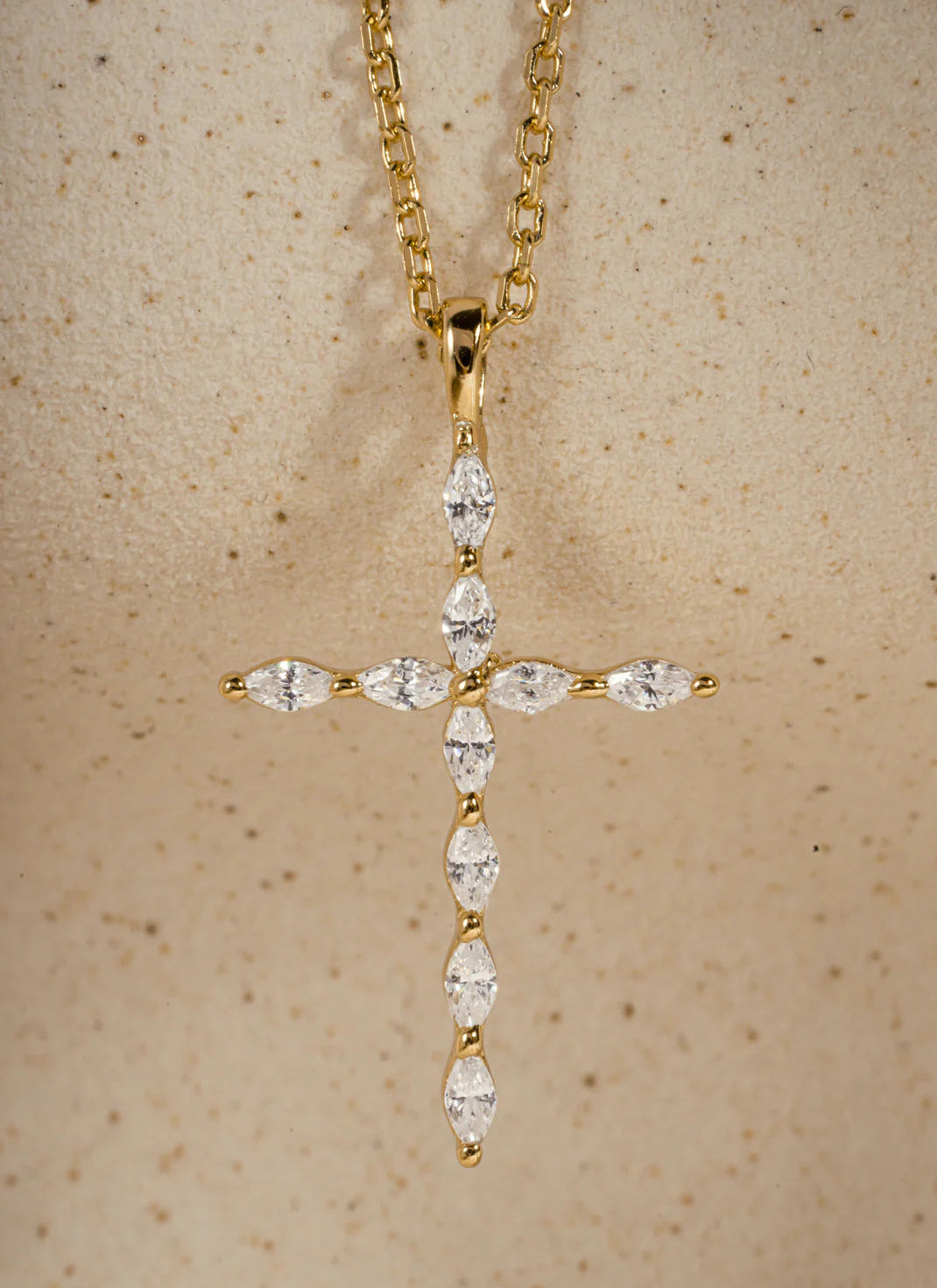 Marquise-Cut Cross Necklace