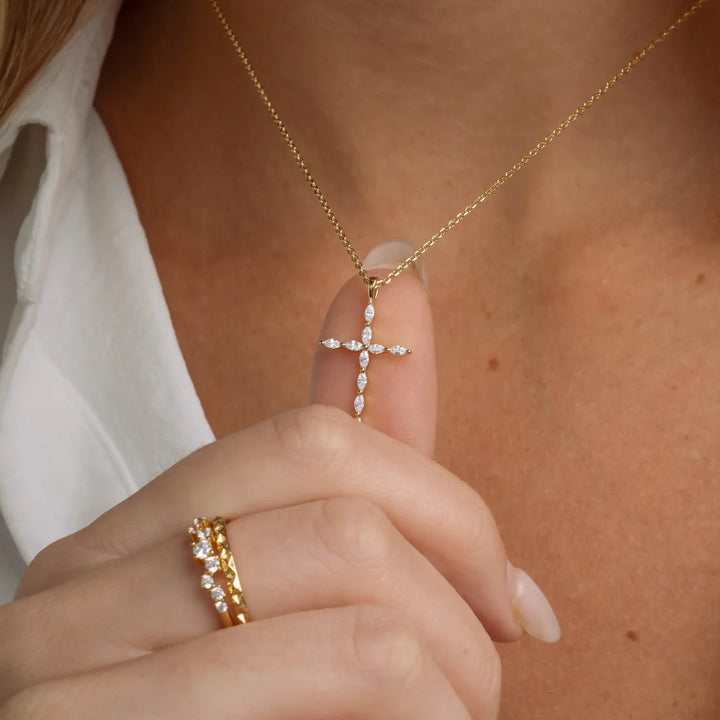 Marquise-Cut Cross Necklace
