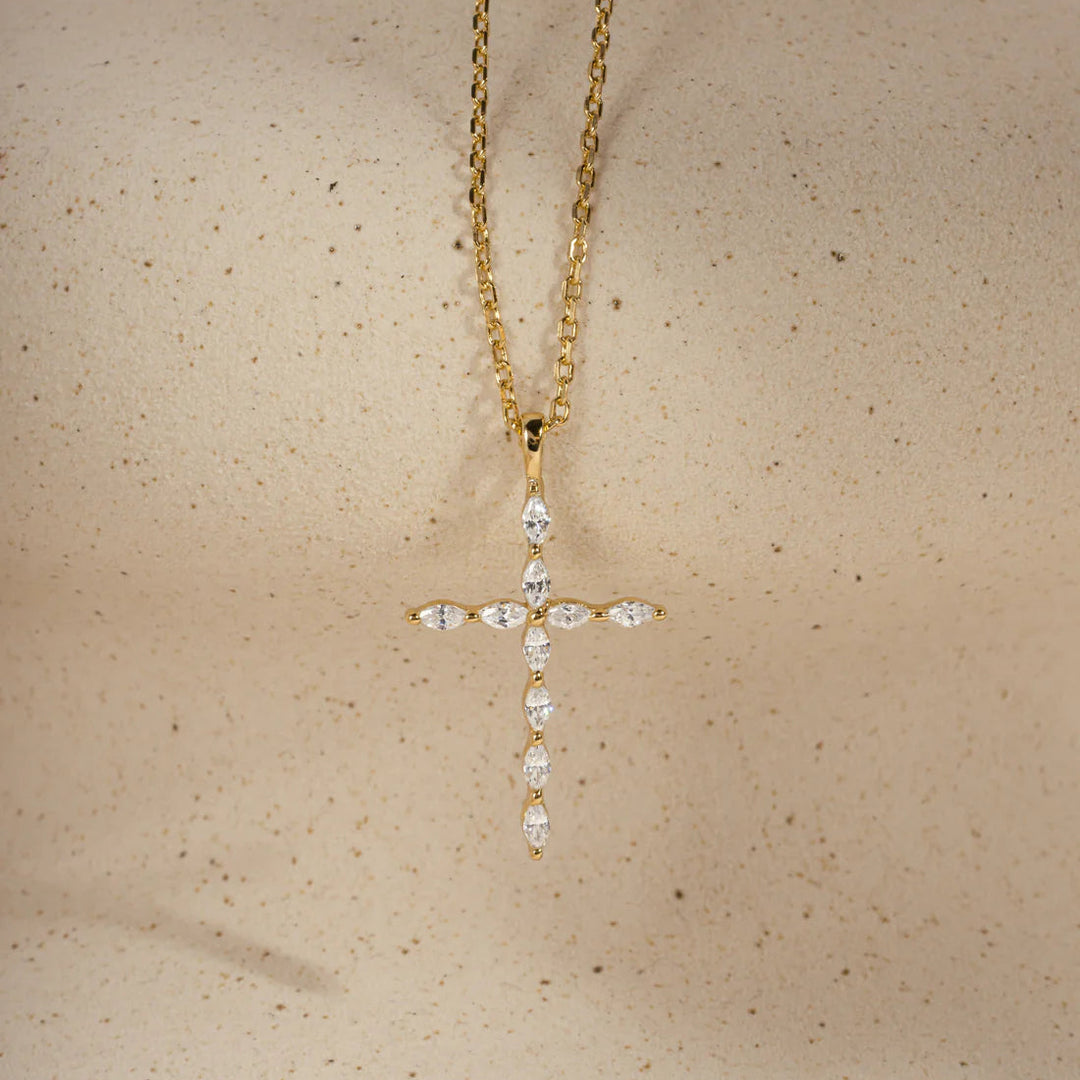 Marquise-Cut Cross Necklace
