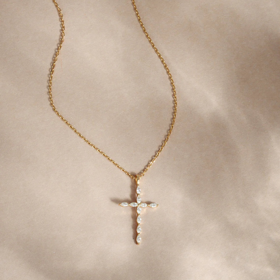 Marquise-Cut Cross Necklace
