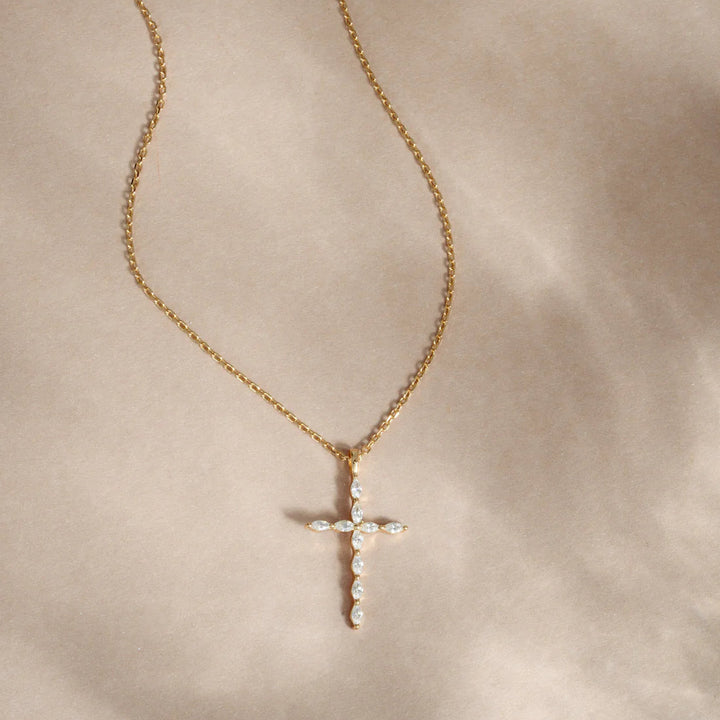 Marquise-Cut Cross Necklace