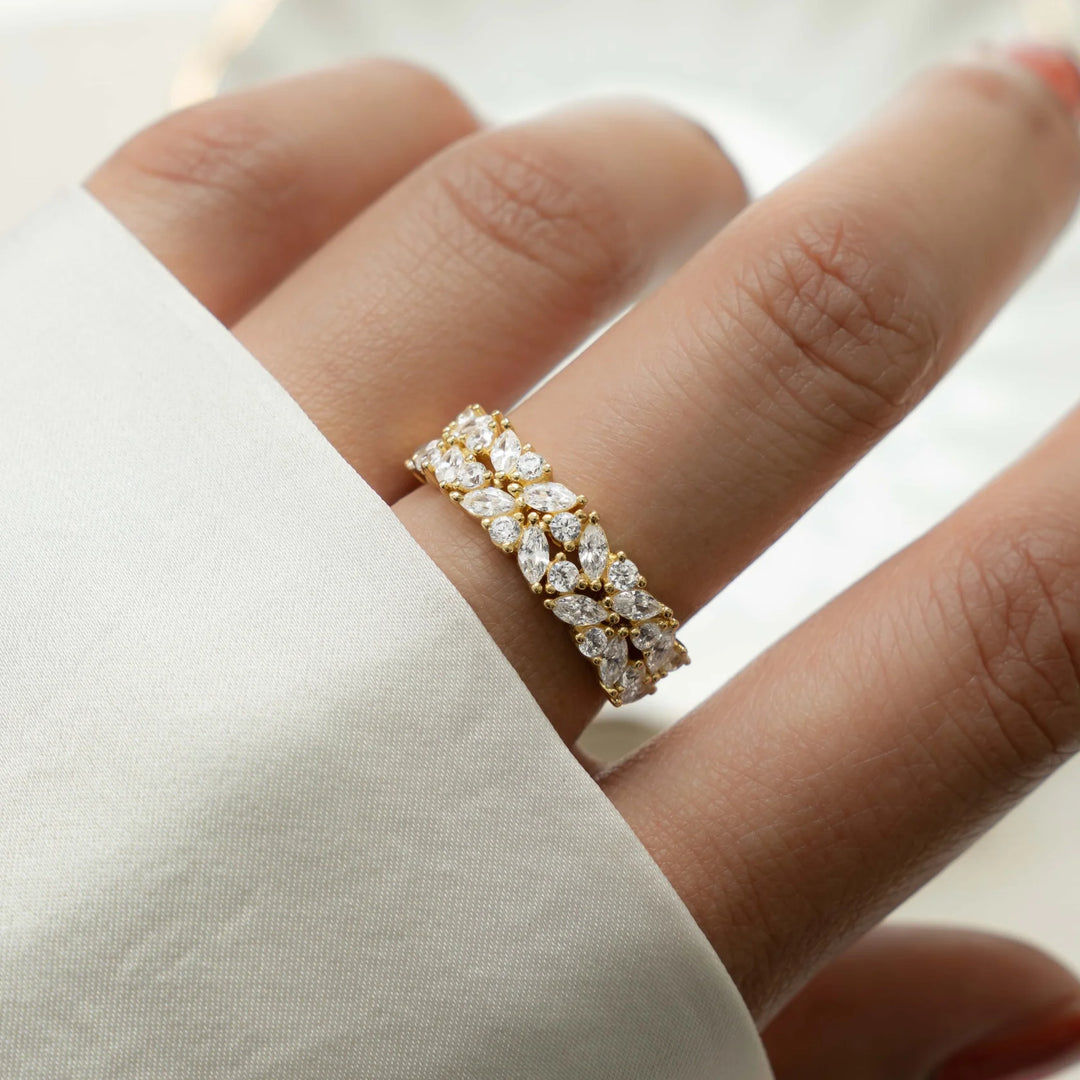 Marquise &amp; Round Double Stack Ring