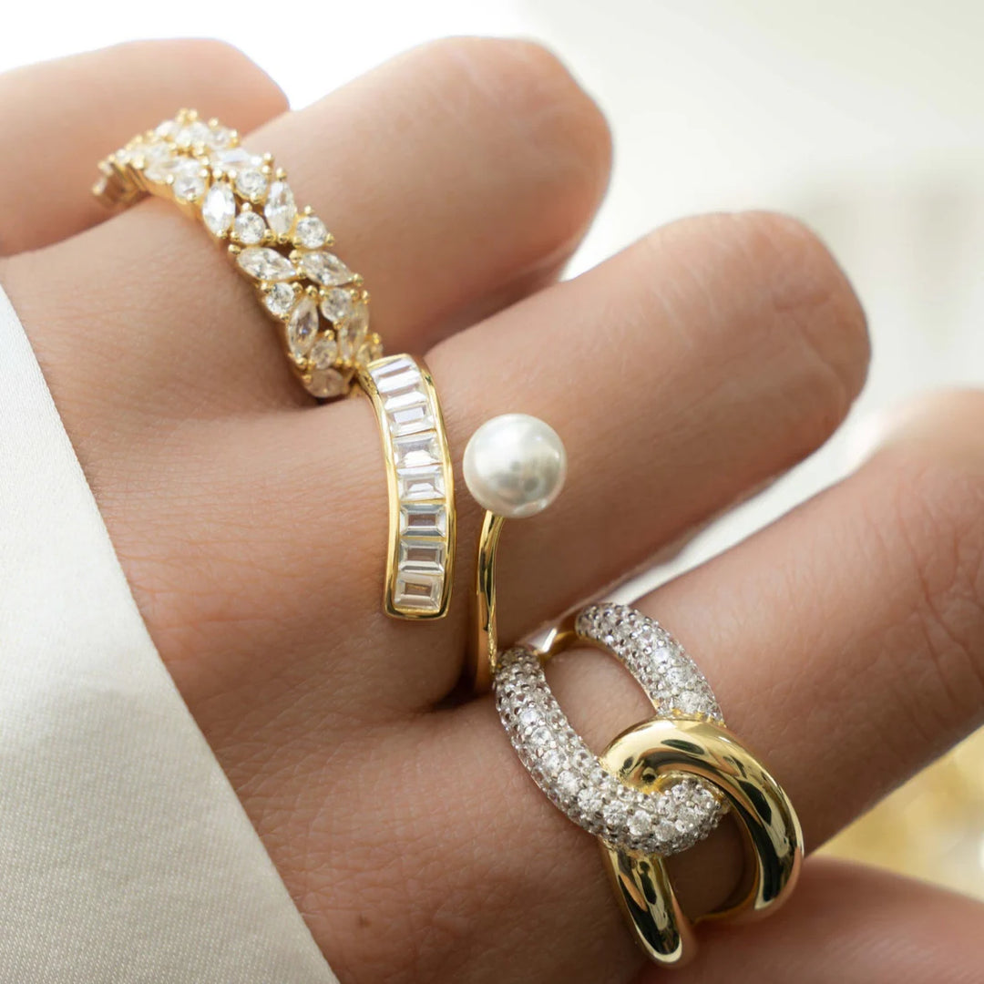 Marquise &amp; Round Double Stack Ring