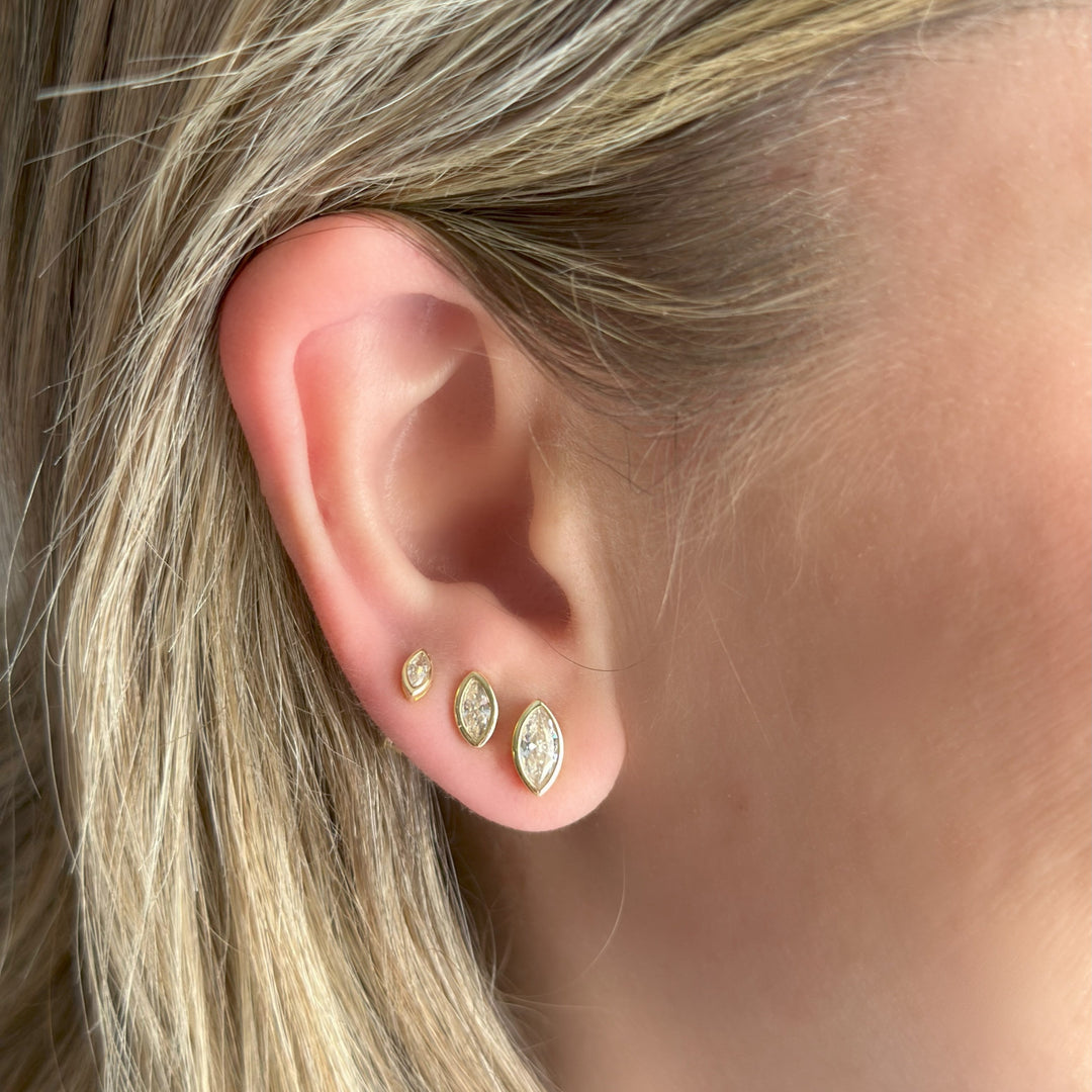 Marquise Bezel Studs - 3 Sizes