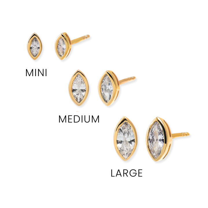Marquise Bezel Studs - 3 Sizes