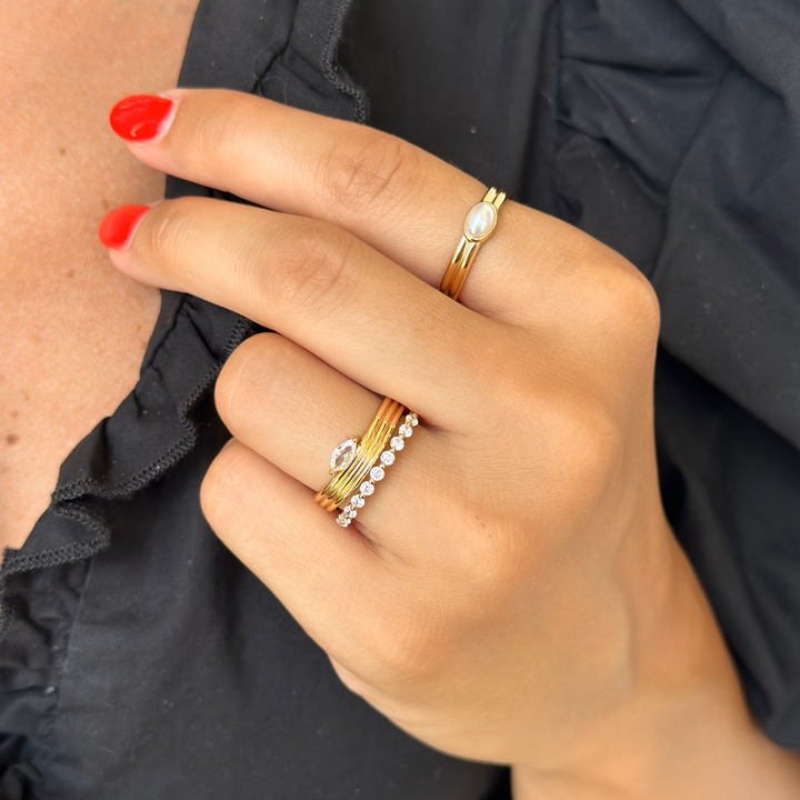 Floating Marquise Triple Band Ring