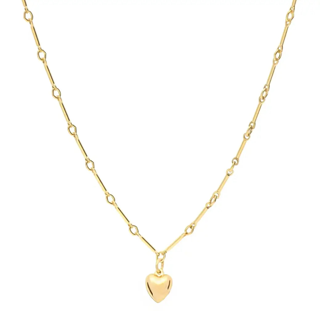 Puff Heart Chain Link Necklace