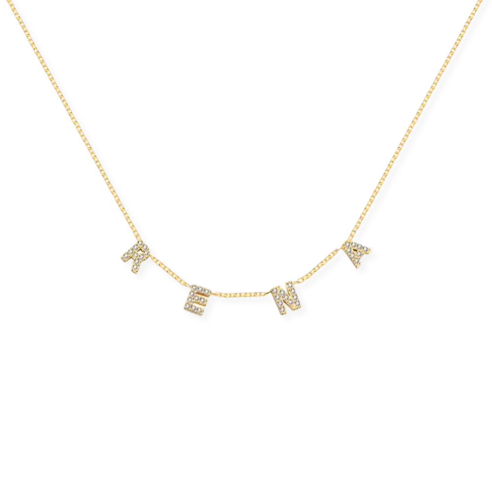 Pave Dangle Name Necklace