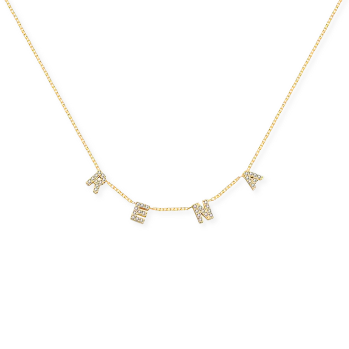 Pave Dangle Name Necklace