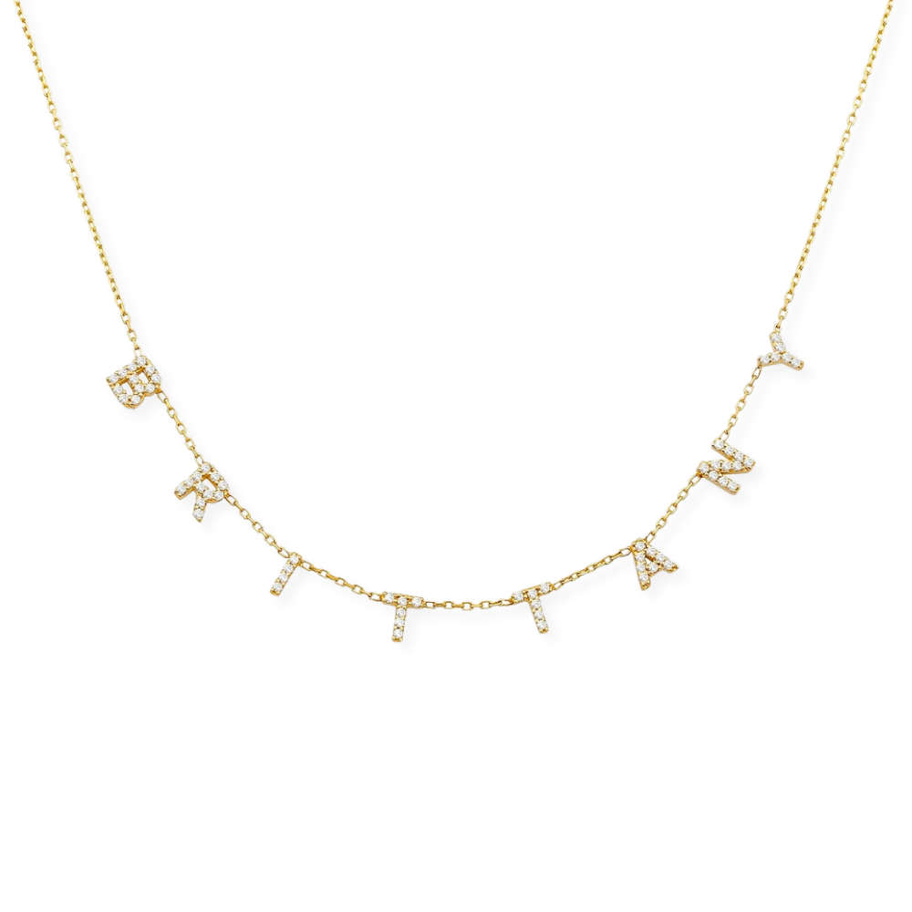 Pave Dangle Name Necklace