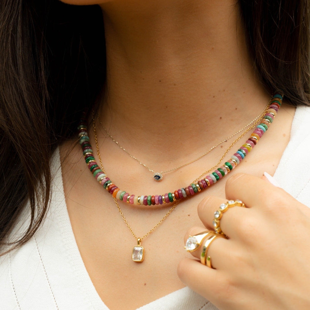 Mixed Bead Rainbow Gemstone Necklace-Embark Fine Jewelry