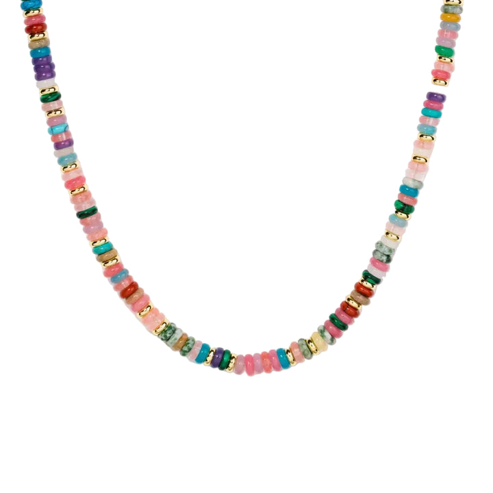 Mixed Bead Rainbow Gemstone Necklace