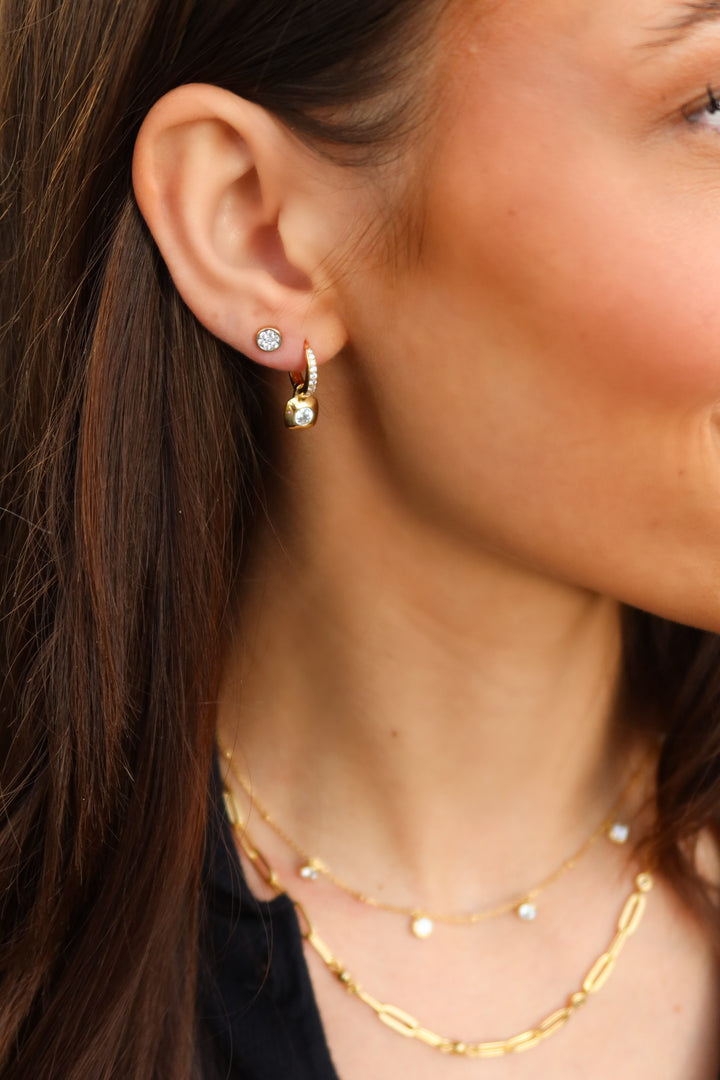 Modern Bezel Huggie Hoops