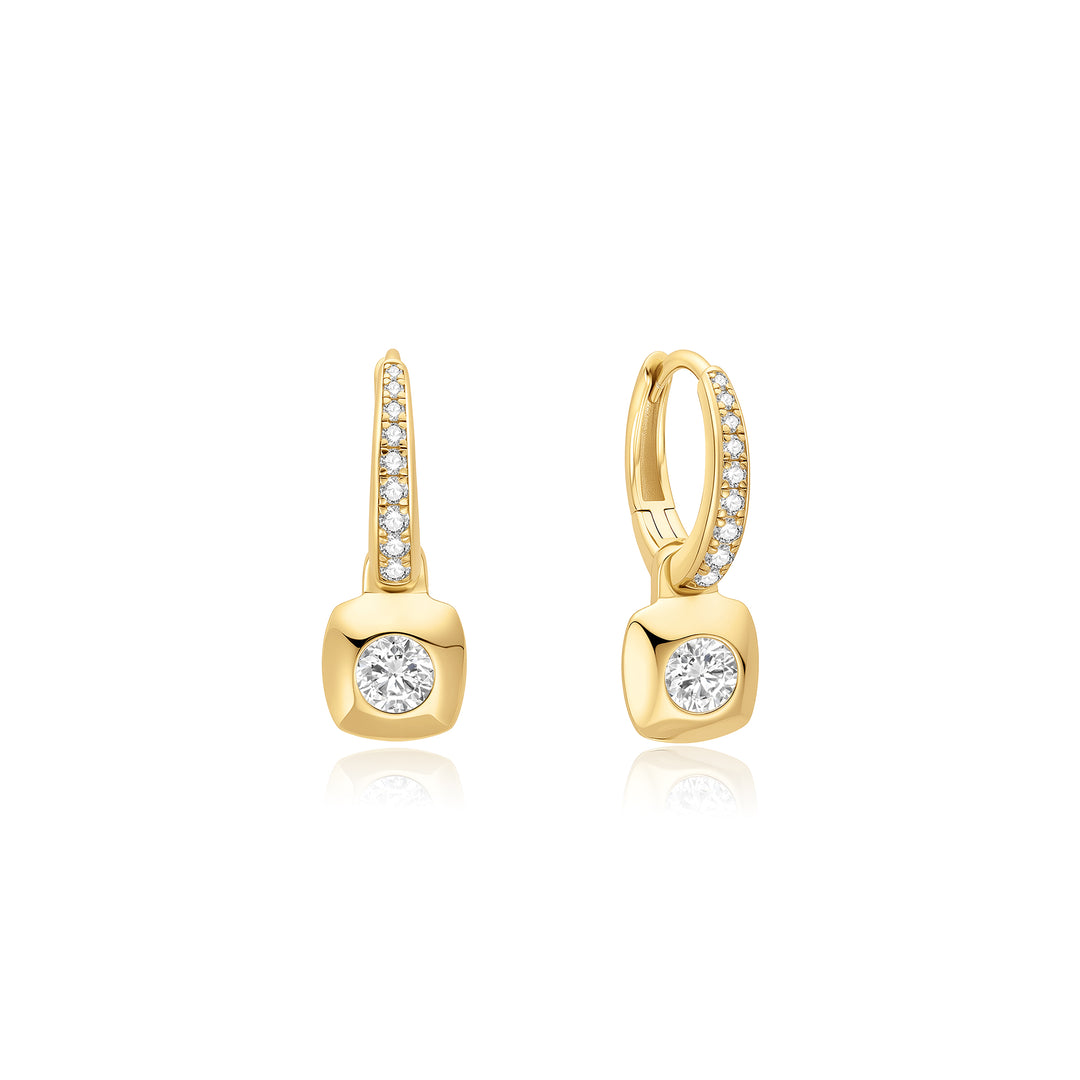 Modern Bezel Huggie Hoops